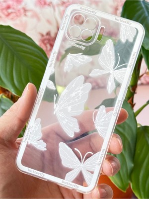 Oppo Reno 4 Lite Kılıf Şeffaf Kelebek Tasarımlı Desenli Kamera Korumalı Yumuşak Silikon Kapak