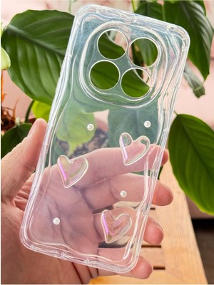 Xiaomi Redmi Note 14 Pro 4g Kılıf Kalpli Inci Tasarımlı Desenli Kamera Korumalı Şeffaf Silikon Kapak