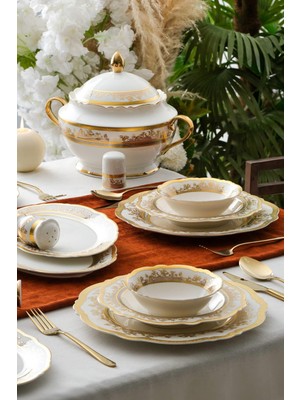 Matilda 60 Parça 12 Kişilik Gold Porselen Yemek Takımı