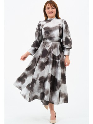 Aksev Kadın Büyük Beden Saten Elbise