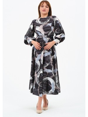 Aksev Kadın Büyük Beden Saten Elbise