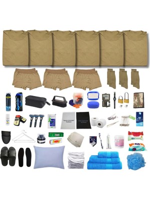 Mrc Tactical  6'lı Her Şey Dahil Bedelli Askerlik Seti - Haki Fanila, Boxer, Çorap, 45 Parça Askeri Malzeme 2025