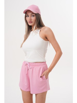 Genius Store Kadın Modal Şort Beli Lastikli Cepli Şort Modal-Şort