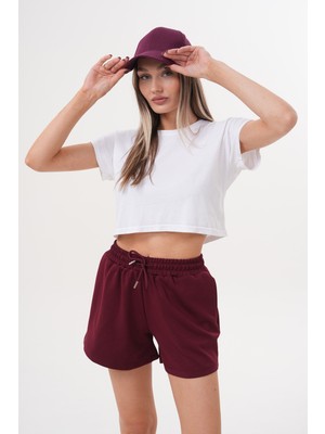 Genius Store Kadın Modal Şort Beli Lastikli Cepli Şort Modal-Şort