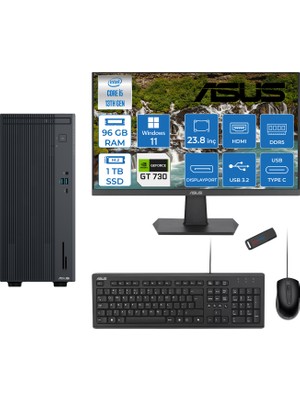 Asus Expertcenter P500MV Intel Core I5-13420H 96GB Ddr5 1tb SSD WIN11HOME 4GB/GT730 100HZ IPS 23.8" Mon Minitower Masaüstü Bilgisayar WE5136216512B0DH33+Zettausbbellek