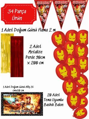 snowparty İronman İron-Man Demir Adam Doğum Günü Süsleri Parti Seti