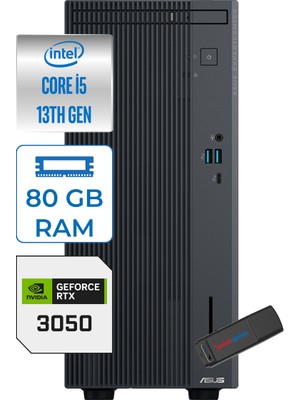 Asus Expertcenter P500MV Intel Core I5-13420H 80GB Ddr5 256GB SSD WIN11HOME 6GB/RTX3050 Minitower Masaüstü Bilgisayar WG7136216512B0DH26+Zettausbbellek