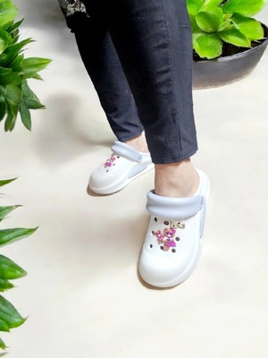 Eva Ayı Sticker Detaylı Döngülü Yumuşak,rahat Taban Hastane,hemşire Terliği