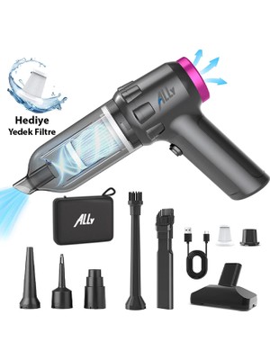 Ally Turbo Emiş 14000 pa Güçlü Vakum Araç Süpürgesi Portatif Ev Araba Kullanımı için Süpürge