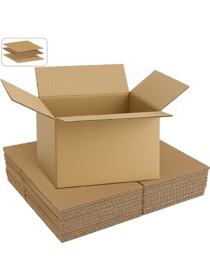 PackMai 40X25X25 cm Koli-Kutu | 10 Adet | Hafif Eşya Kolisi Tek Oluklu 3mm Karton Kutu