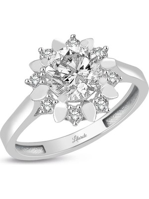 Lilarote Pırlanta 14 Ayar Altın Çiçek Yüzük