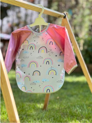 Betsy Studio Gökkuşağı Desenli Şeffaf Kollu Aktivite Önlüğü/mama Önlüğü 6-18 Ay