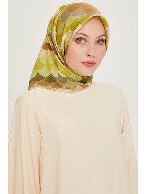 Armine Tivil İpek Eşarp 9212 - 37 Yeşil Karışık Desen