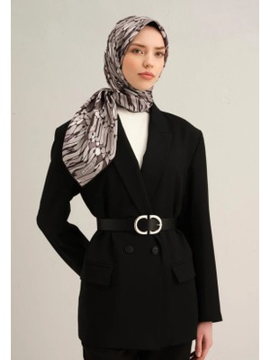 Armine Tivil İpek Eşarp 9335 - 87 Gri Karışık Desen