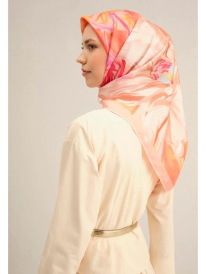 Armine Sura İpek Eşarp 9337 - 82 Pembe Karışık Desen