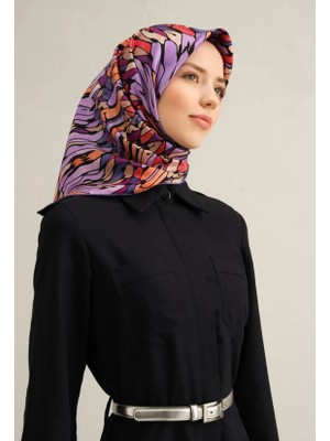 Armine Tivil İpek Eşarp 9335 - 06 Mor Karışık Desen