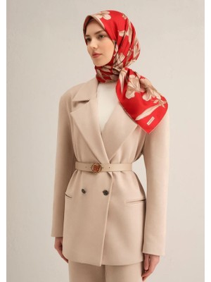 Armine Sura İpek Eşarp 9324 - 54 Kırmızı Karışık Desen