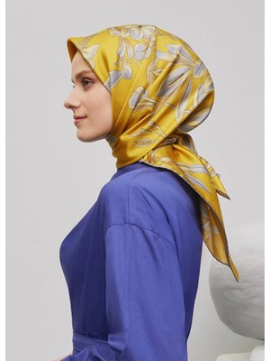 Armine Sura İpek Eşarp 9324 - 04 Sarı Karışık Desen