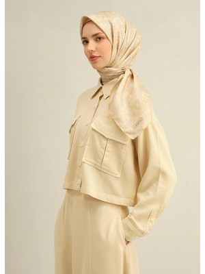 Armine Tivil İpek Eşarp 9304 - 53 Sarı Karışık Desen