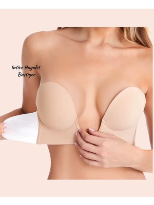 Revolution Yeni Nesil V Yaka Yanlardan Yapıştırma Hayalet Straplez Sütyen (Dekolteli Elbiseler Için)