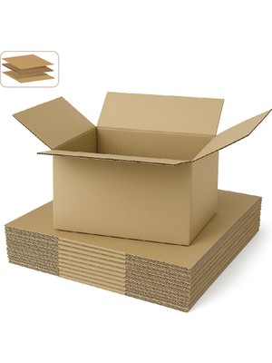 PackMai 35x25x20 cm Koli-Kutu | 10 ADET | Hafif Eşya Kolisi Tek Oluklu 3mm Karton Kutu