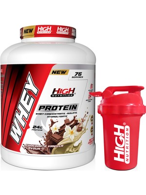 High Nutrition Protein Tozu 2280 gr Çikolata Vanilya Aromalı 24 gr Protein 76 Servis Shaker Hediye