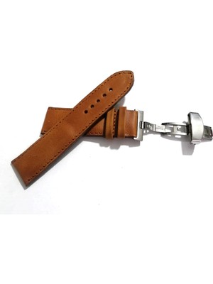 Fado Her Saate Uygun  Kelebek  Toka   24 mm    Hakiki Deri (254) Gumuş Toka  Taba