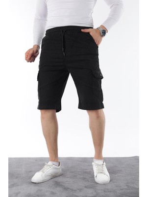 Erkek Comfort Fit Keten Bel Lastikli Cepli Kapri Şort