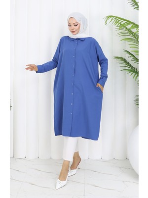 Sefa Merve Reglan Kol Tunik 4066-03 Indigo