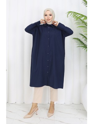 Sefa Merve Reglan Kol Tunik 4066-07 Lacivert