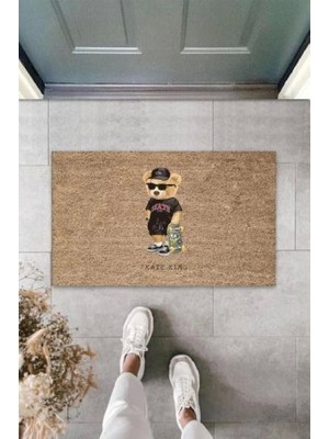 Bej Kapı Önü Paspası Skate King Ayıcık Desen  K-3313