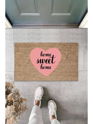 Pembe Kapı Önü Paspası Home Sweet Home Desen K-3289