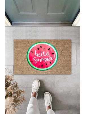 Kahverengi Kapı Önü Paspası Yuvarlak Karpuz Desen  K-3268