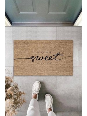 Bej Kapı Önü Paspası Home Sweet Home Desen  K-3314