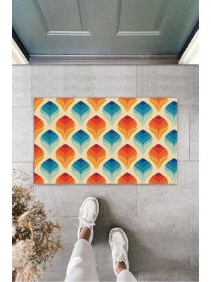 Turuncu Kapı Önü Paspası Lale Motif Desen  K-3255