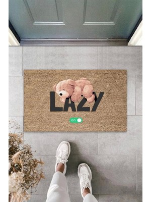Bej Kapı Önü Paspası Lazy Ayıcık Desen  K-3352