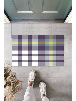 Beyaz Kapı Önü Paspası Pötikare Desen  K-3240