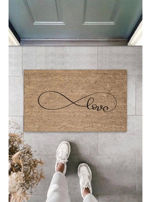 Kahverengi Kapı Önü Paspası Sonsuz Love Desen  K-3293