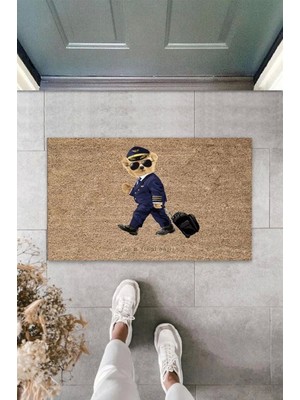 Bej Kapı Önü Paspası Pilot Ayıcık Desen  K-3324