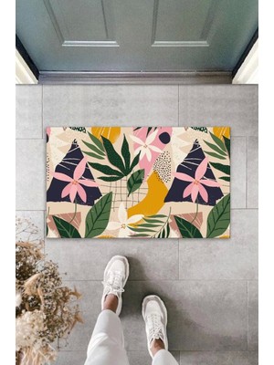 Dekoratif Dijital Baskı Renkli Çiçek Dış Mekan Paspas K-2105