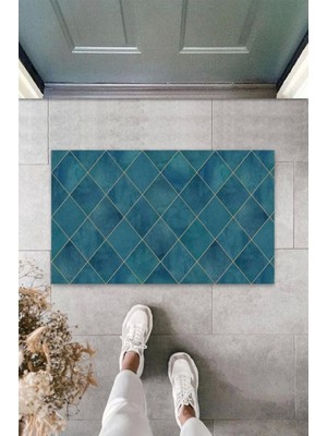 Dijital Baskı Turkuaz Baklava Dilimi Paspas K-3194