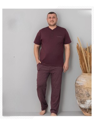 Pijamoni Erkek Battal Düğme Yaka Penye Kısa Kol  Pijama Takımı 6730/2 - 1 Adet
