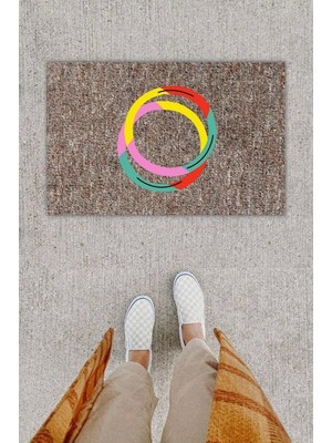 Dijital Baskı Dekoratif Halka Çok Renkli Kapı Önü Paspası K-1283