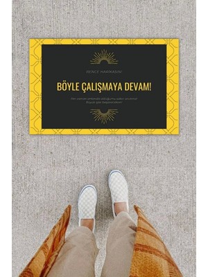 Dijital Baskı Dekoratif Not: Bence Harikasın Sarı-Siyah Kapı Önü Paspası K-1275