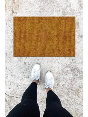 Dijital Baskı Kahverengi Hasır Desen Kapı Önü Paspası K-1019