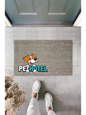 Dijital Baskı Gri Köpekli Pet Hotel Dekoratif Kapı Paspası K-2027