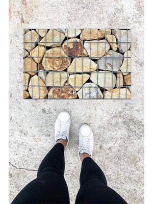 Dijital Baskı Renkli Kaya Desen Kapı Önü Paspası K-1060