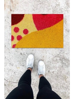 Dijital Baskı Sarı-Pembe Hasır Desen Kapı Önü Paspası K-1022