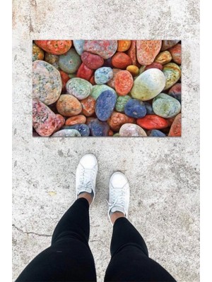 Dijital Baskı Çok Renkli Doğal Taş Desen Kapı Önü Paspası K-1054