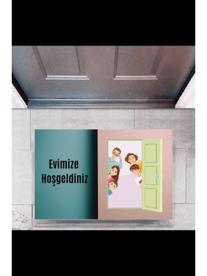 Kapı Önü Paspası Dekoratif Dijital Baskı Evimize Hoşgeldiniz P-2335